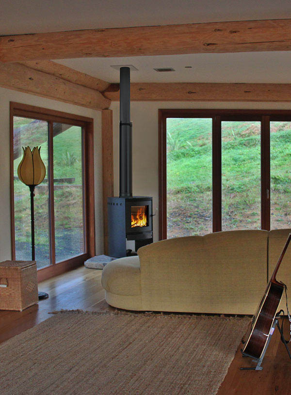 Bosca Spirit 550 Wood Fire in modern log house near Auckland Bosca Spirit 550 Wood Fire in modern log house near Auckland